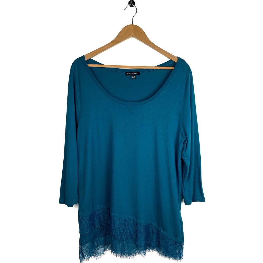 Lane Bryant Turquoise Long Sleeve Top Lace 14/16